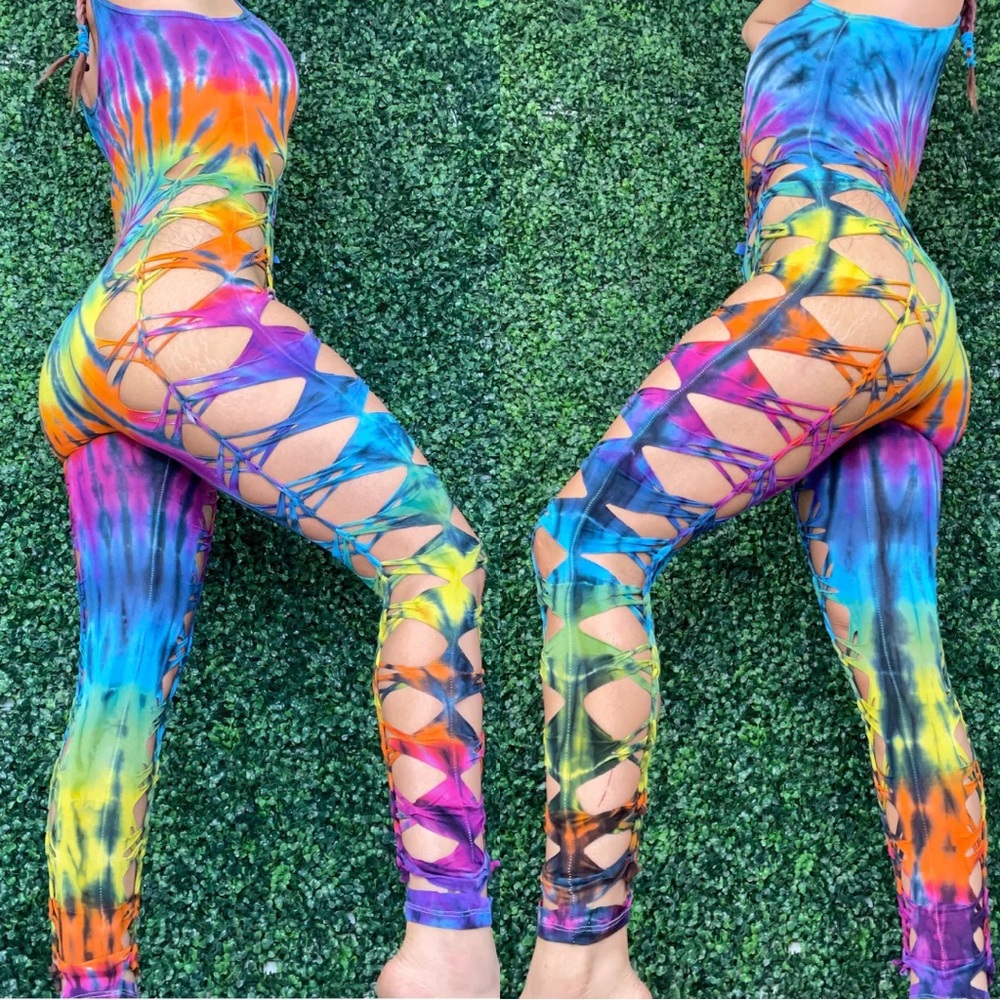 Vibrant Tie-Dye Cutout Jumpsuit